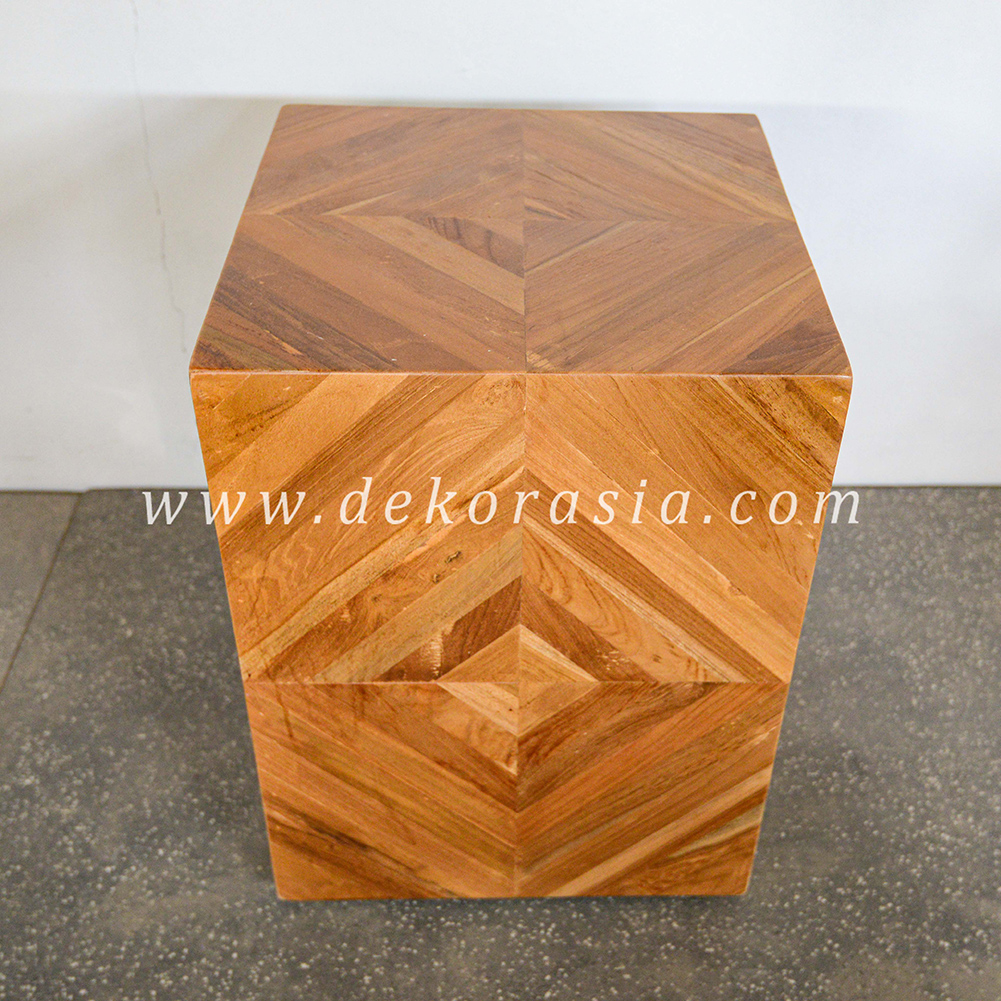 Teak Barn Stool with Rubber Feet - Wooden Stools